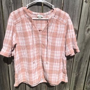Sundance Plaid Gauze Short Sleeve Top